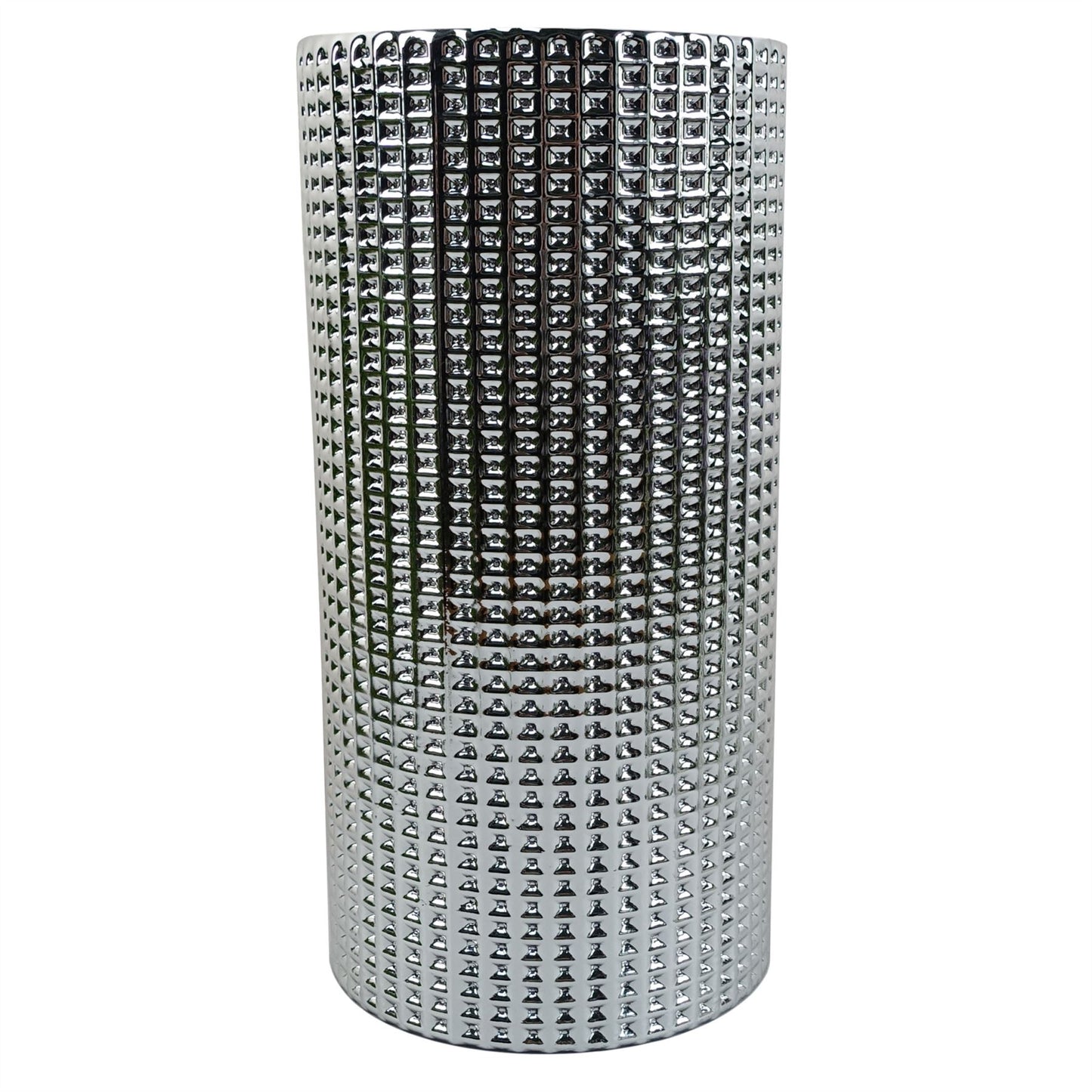 30cm Medium Silver Dot Glass Vase – Modern Embossed Decorative Vase