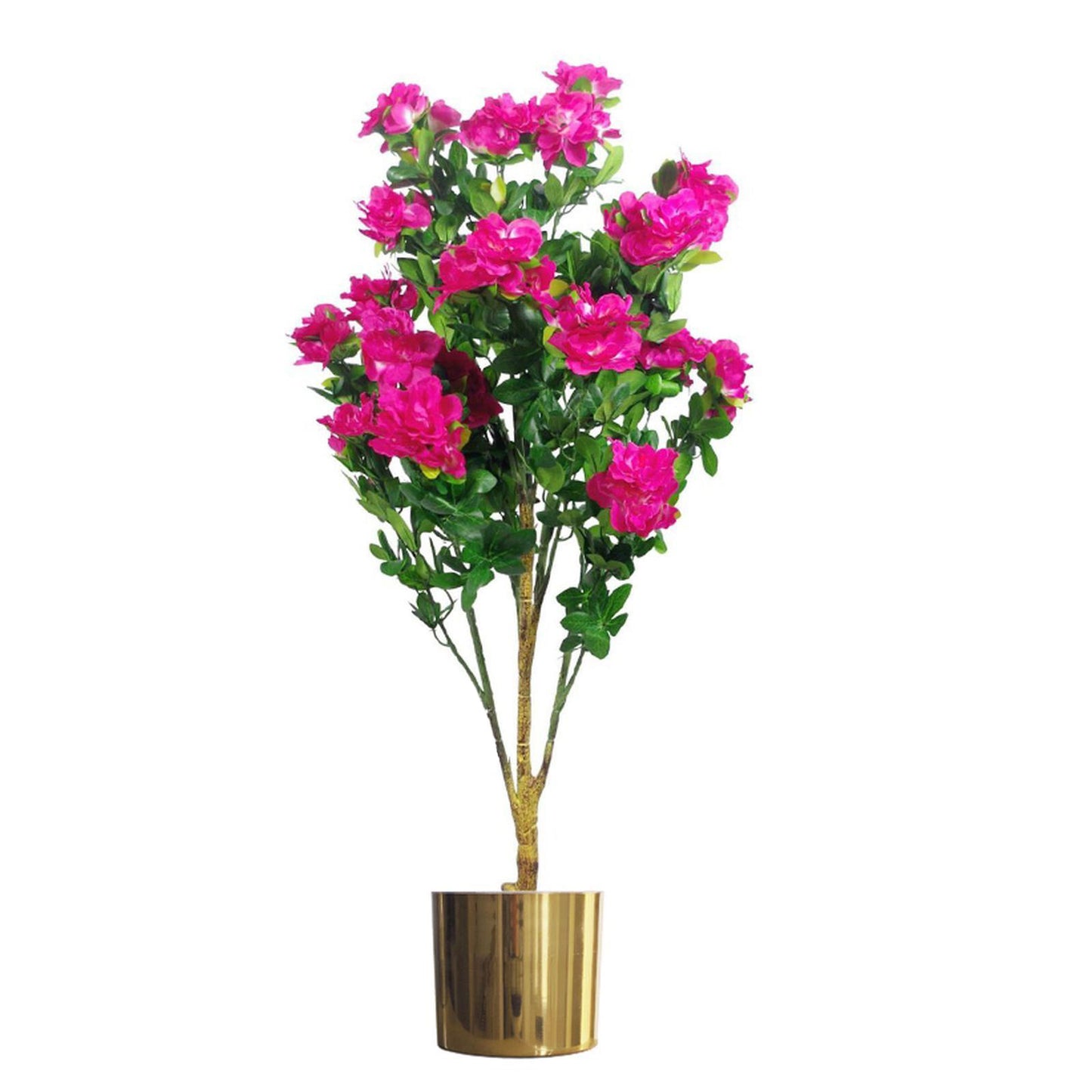 100cm Large Premium Artificial Pink Azalea Plant with Gold Planter – Realistic Silk Flowers