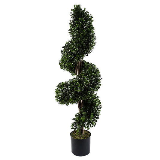 120cm Medium Spiral Buxus Artificial Tree – UV Protected Outdoor Topiary Tree