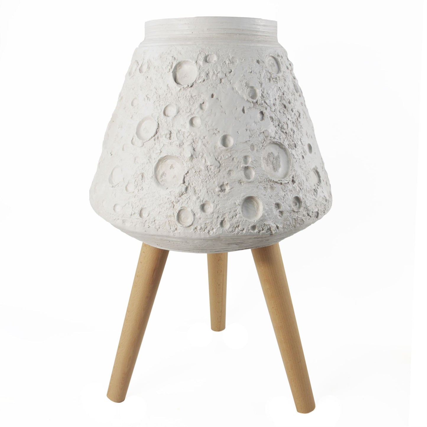 62cm x 40cm Large Lunar White Composite Planter with Wooden Legs – Indoor Plant Stand