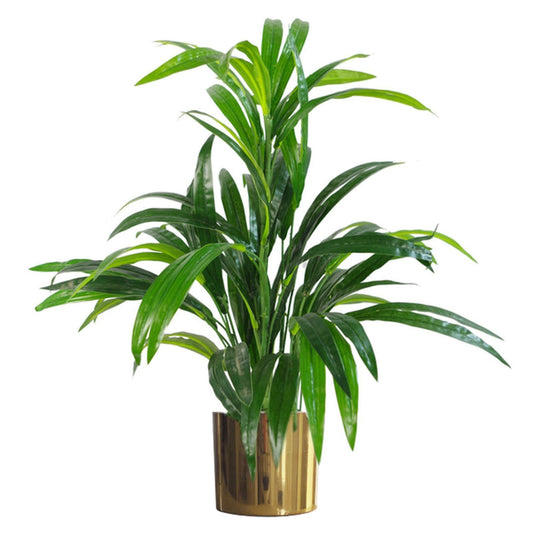 65cm Medium Large-Leaf Artificial Bamboo Plant – Realistic Faux Bamboo in Gold Planter