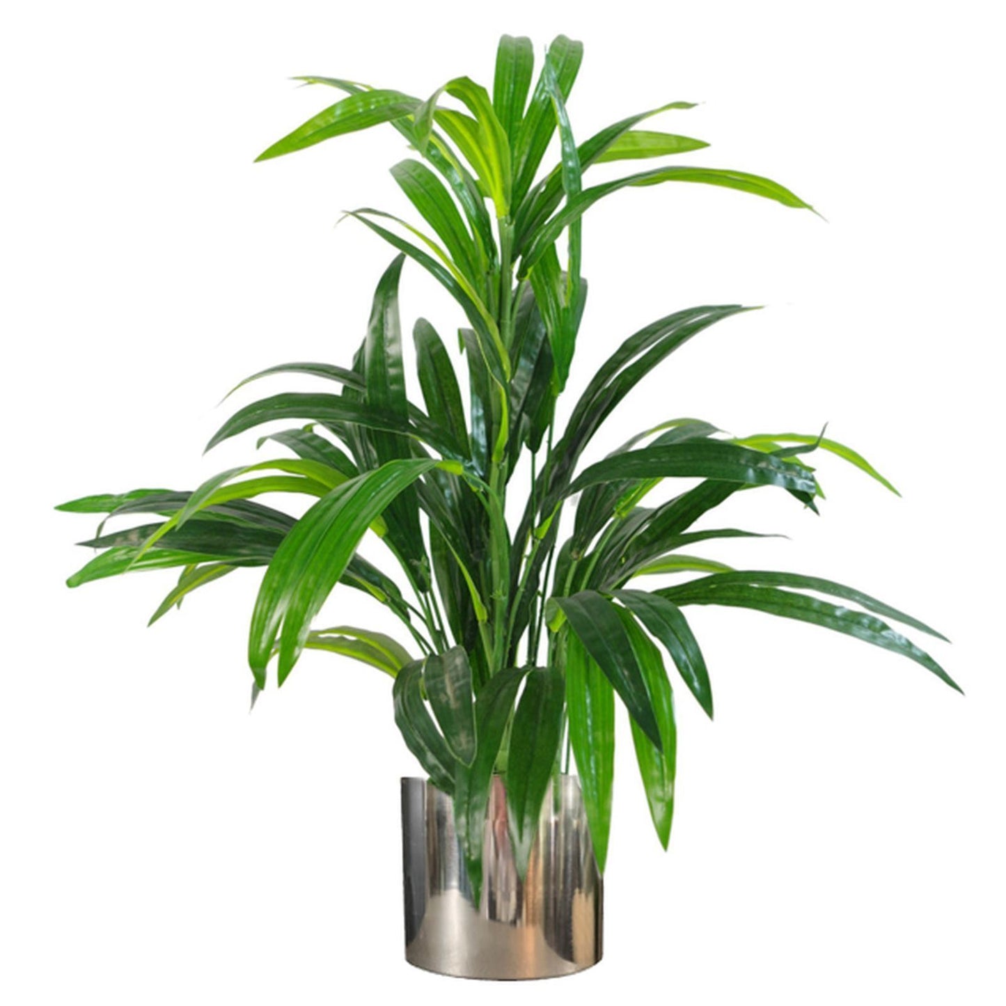 65cm Medium Large-Leaf Artificial Bamboo Plant – Realistic Faux Bamboo in Silver Planter