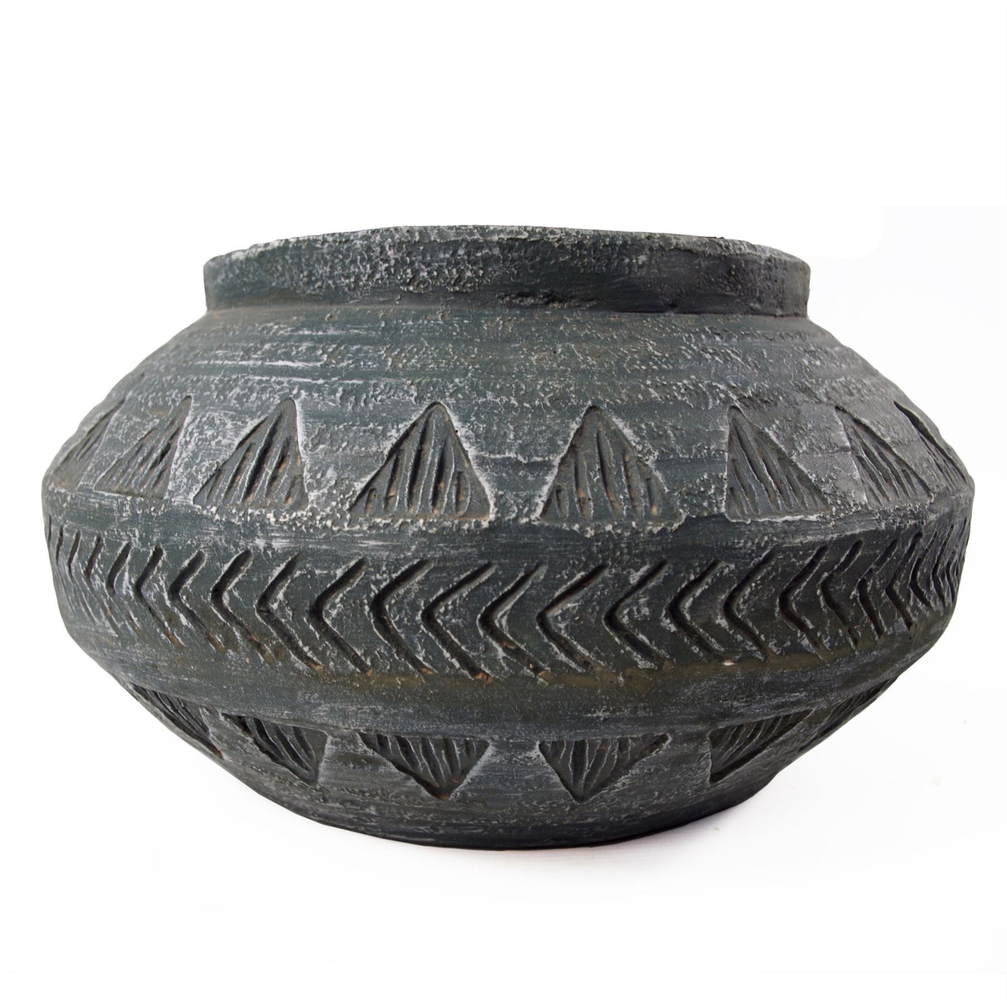 40cm x 21cm Large Grey Gliese Triangle Composite Planter – Rustic Indoor Plant Pot