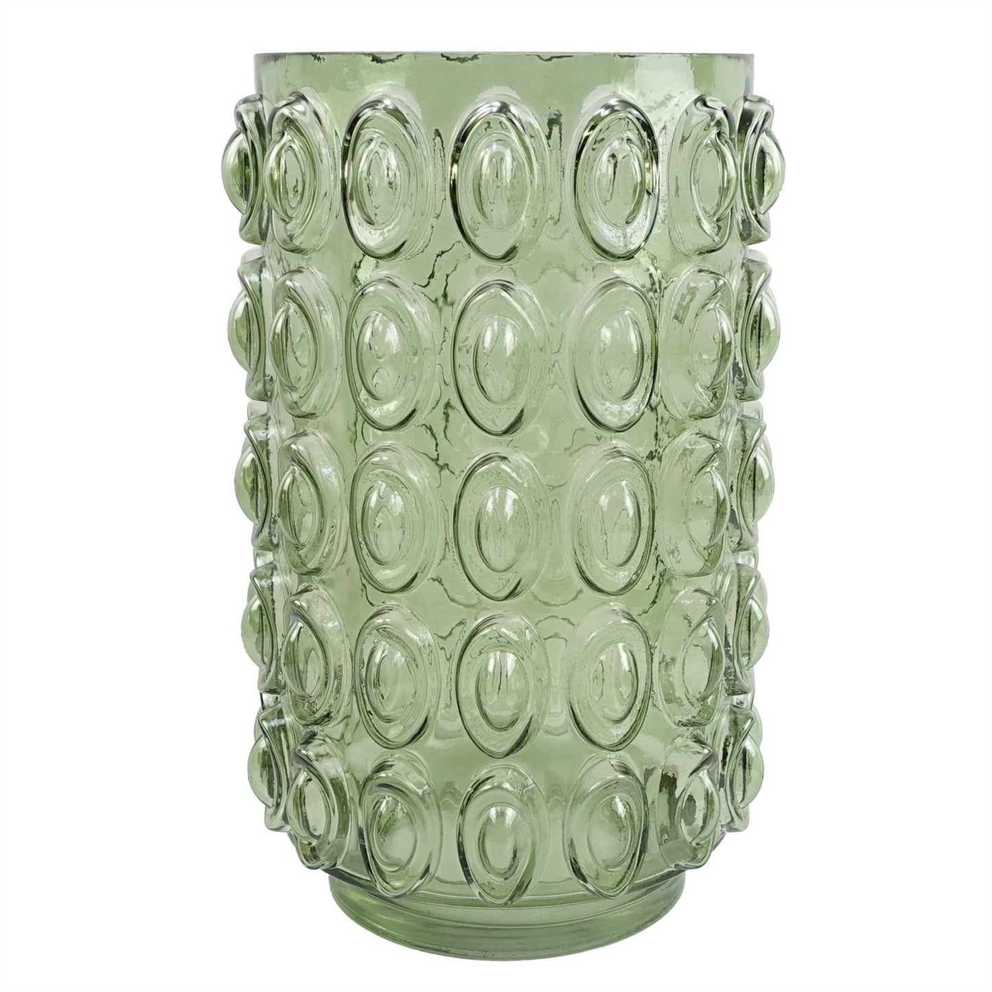 30cm Medium Green Retro Bubble Glass Vase – Textured Green Glass Vase for Flowers