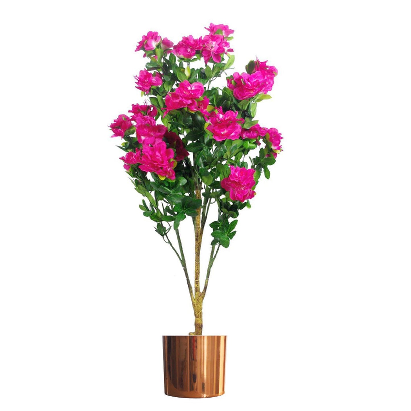 100cm Large Premium Artificial Pink Azalea Plant with Copper Planter – Realistic Silk Flowers