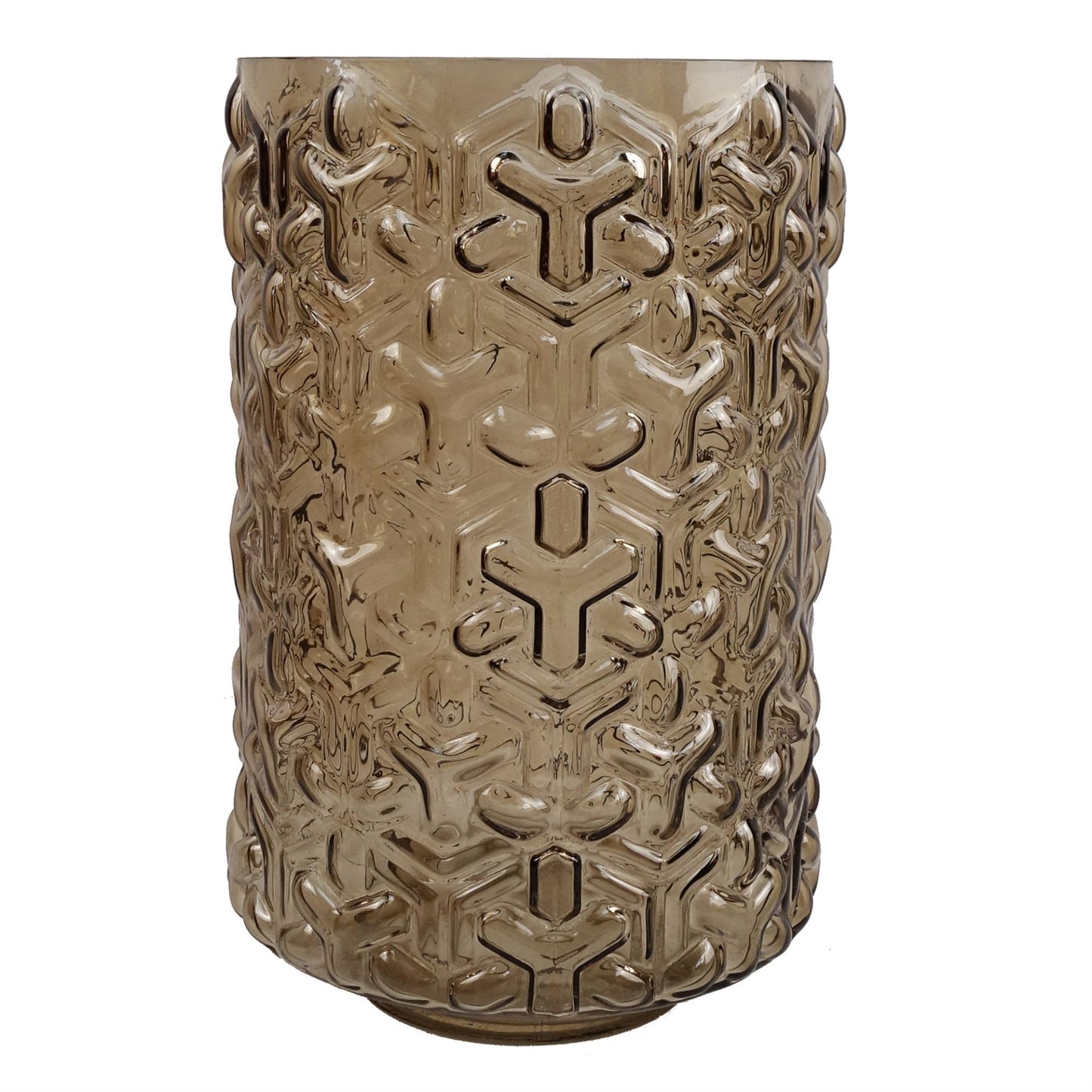29cm Medium Embossed Chestnut Brown Vase – Textured Brown Glass Vase for Home Décor