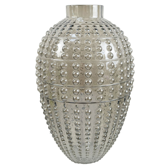 35cm Large Smoke Grey Bubble Glass Vase – Textured Bubble Vase for Real or Artificial Flowers