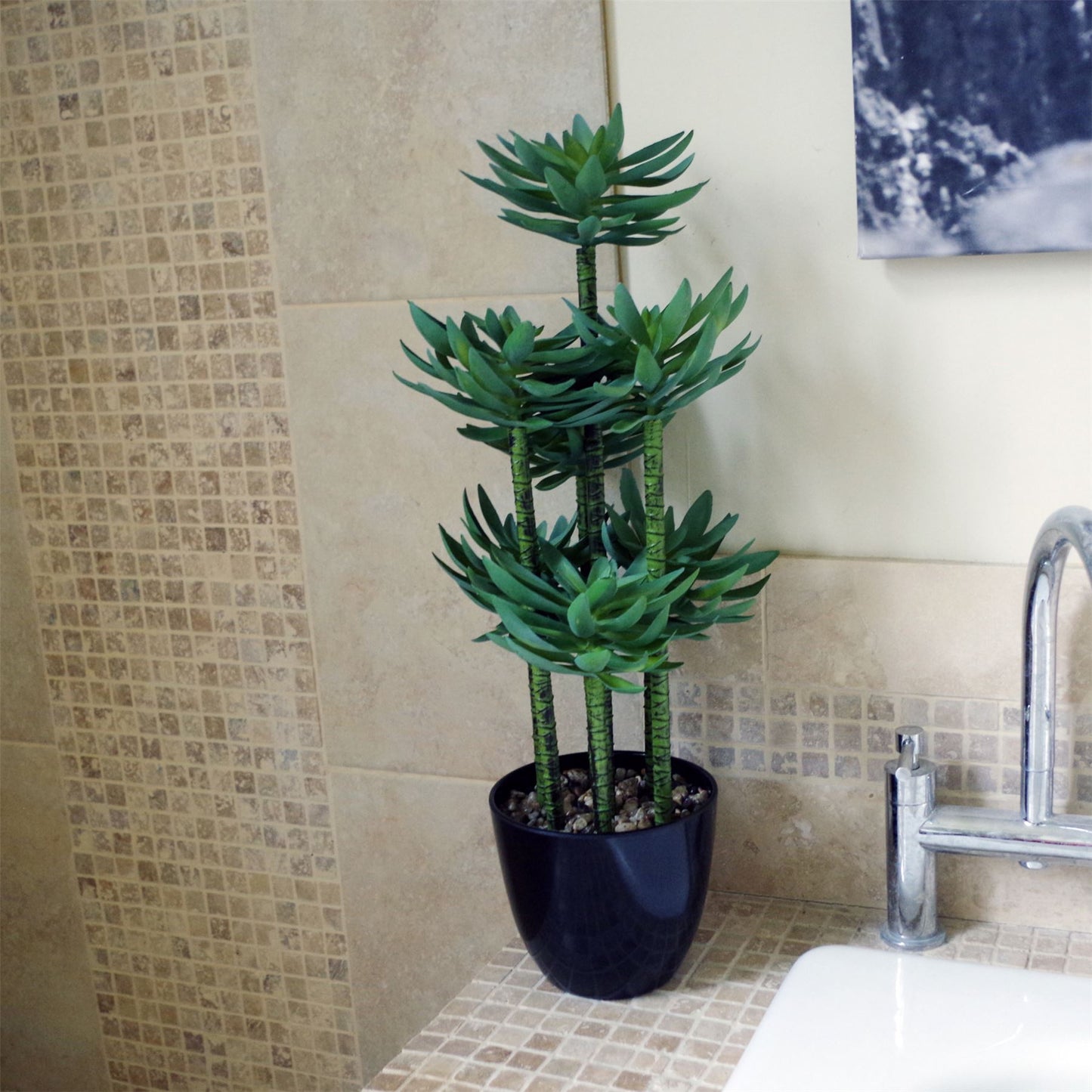 60cm Medium Artificial Tropical Yucca Palm – Realistic Indoor Plant in Decorative Planter