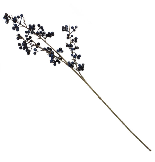 70cm Medium Artificial Blue Christmas Berry Spray – Realistic Faux Berry Stem