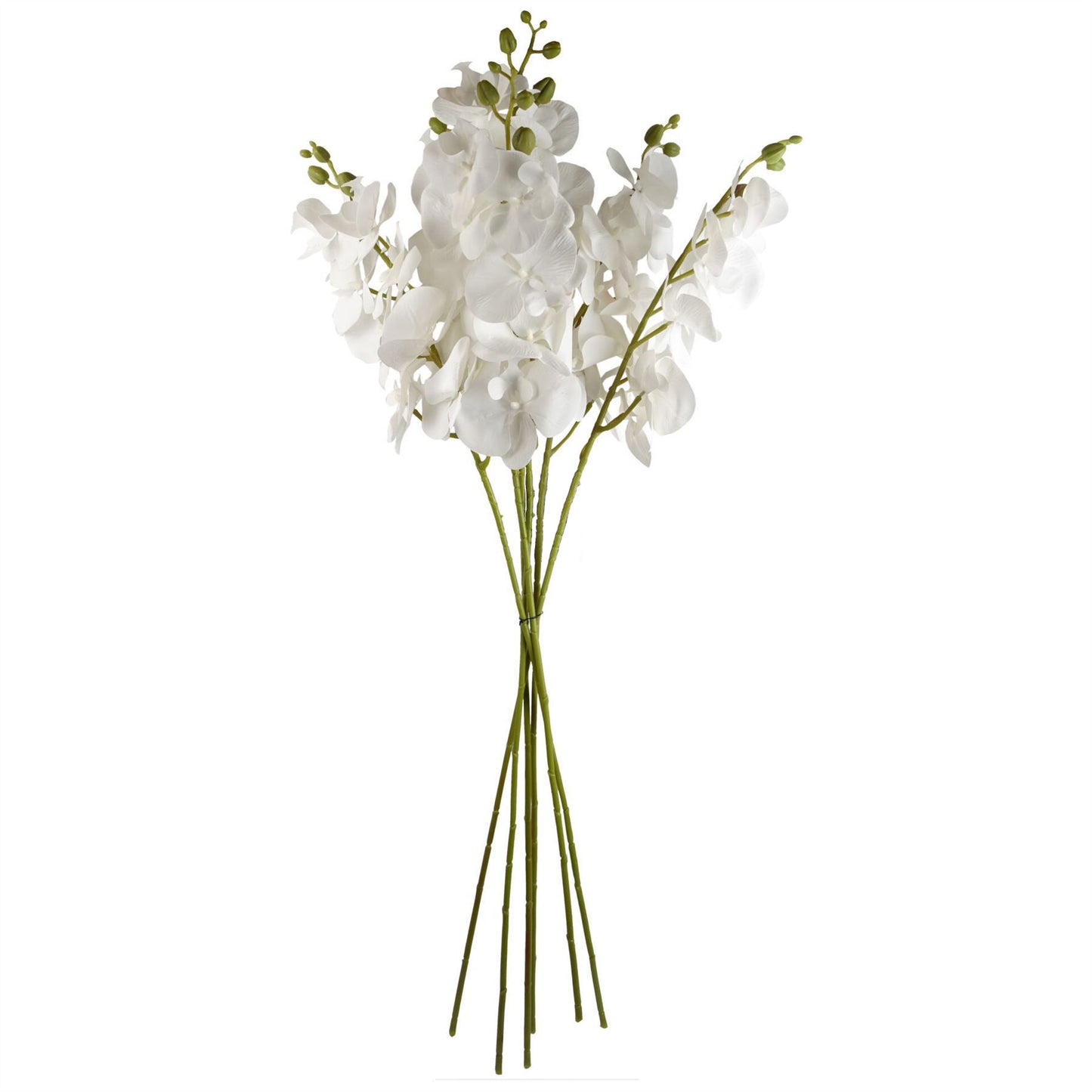 6 x 100cm Large Artificial White Phalaenopsis Orchid Flowers – Faux Orchid Stems