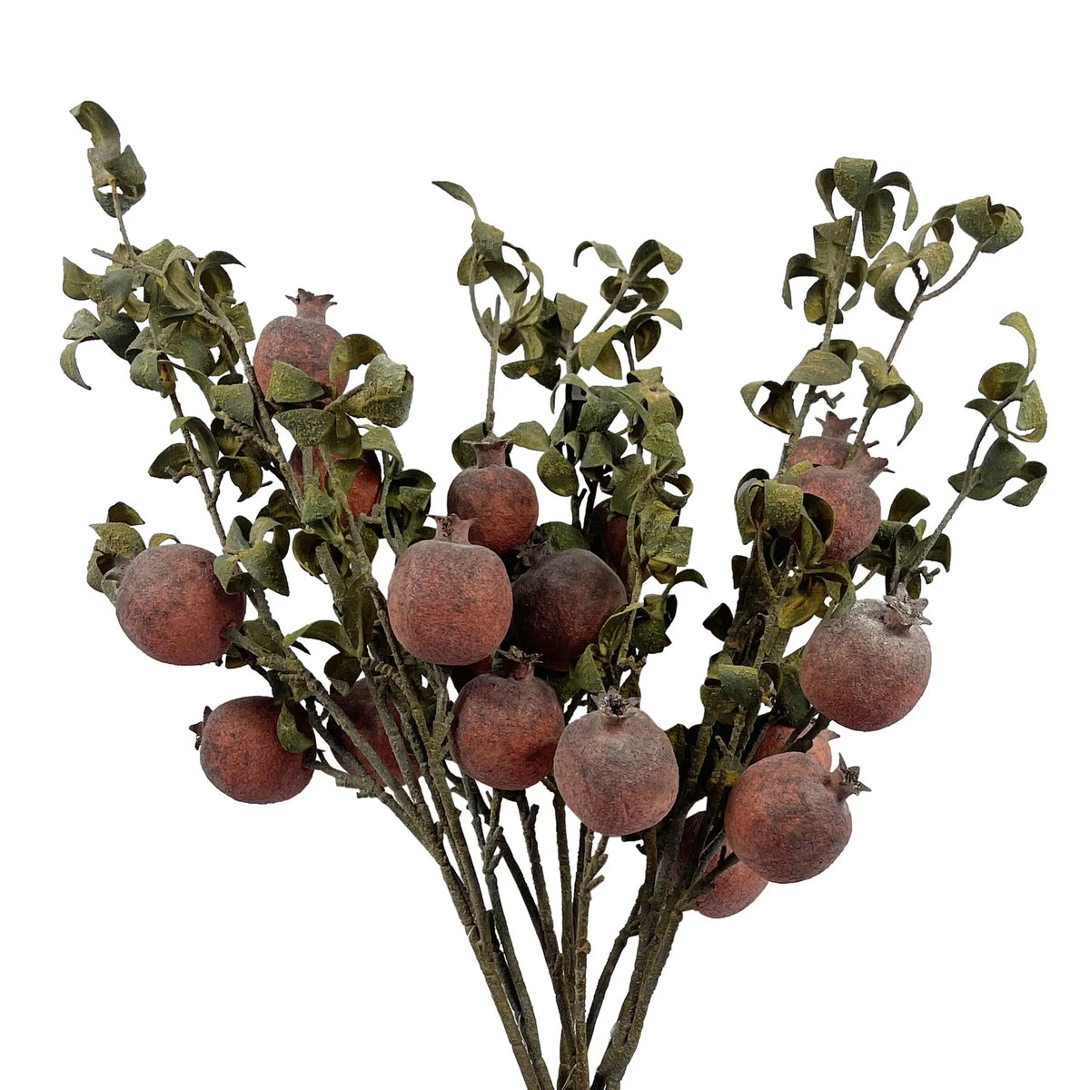 6 x 75cm Medium Artificial Pomegranate Stems – Realistic Faux Fruit