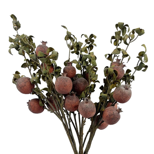 6 x 75cm Medium Artificial Pomegranate Stems – Realistic Faux Fruit