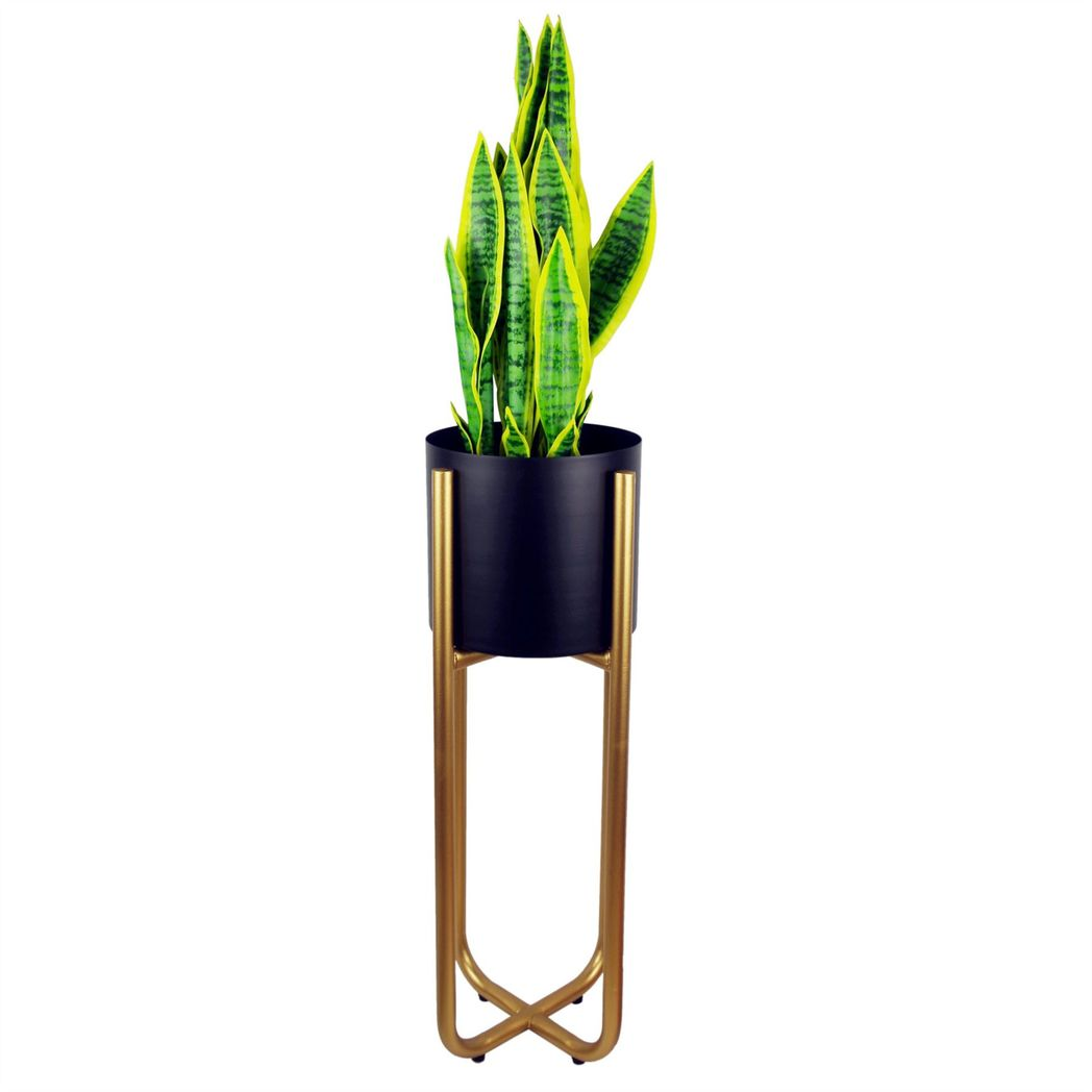 62cm x 18cm Medium Gold Metal Plant Stand with Iridescent Rainbow Finish Planter – Premium Indoor Display
