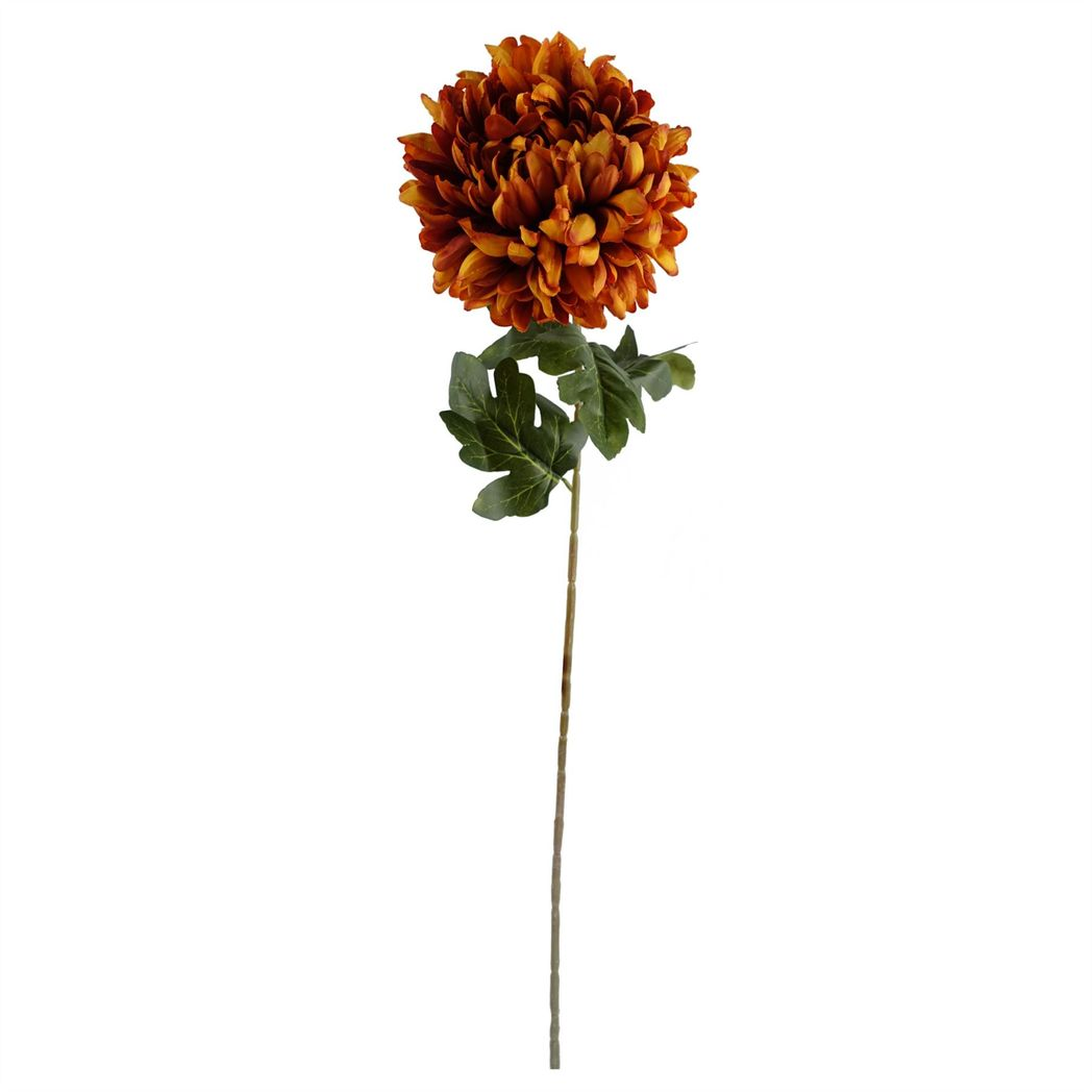 6 x 75cm Medium Artificial Orange Chrysanthemum Stems – Realistic Reflex Flower Set