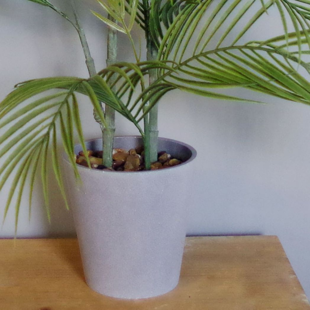 90cm Small Artificial Palm Tree – Decorative Grey Planter & Realistic Foliage