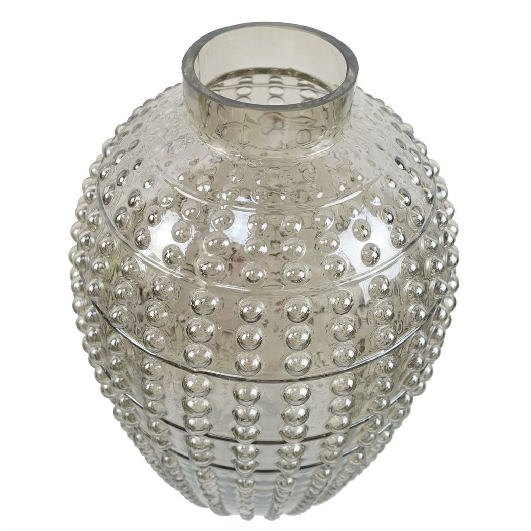 35cm Large Smoke Grey Bubble Glass Vase – Textured Bubble Vase for Real or Artificial Flowers