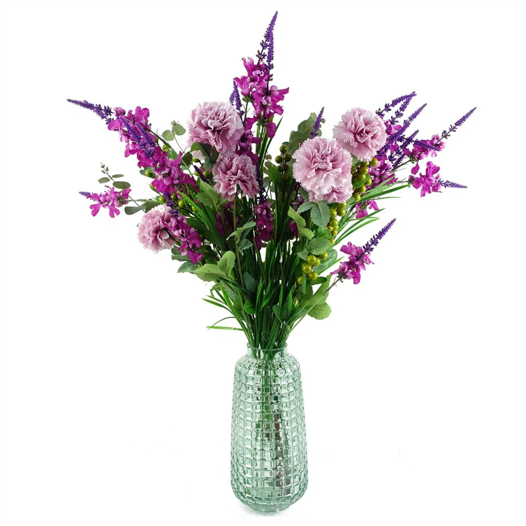 6 x 70cm Medium Pink Artificial Carnation Stems – Silk Flower Set