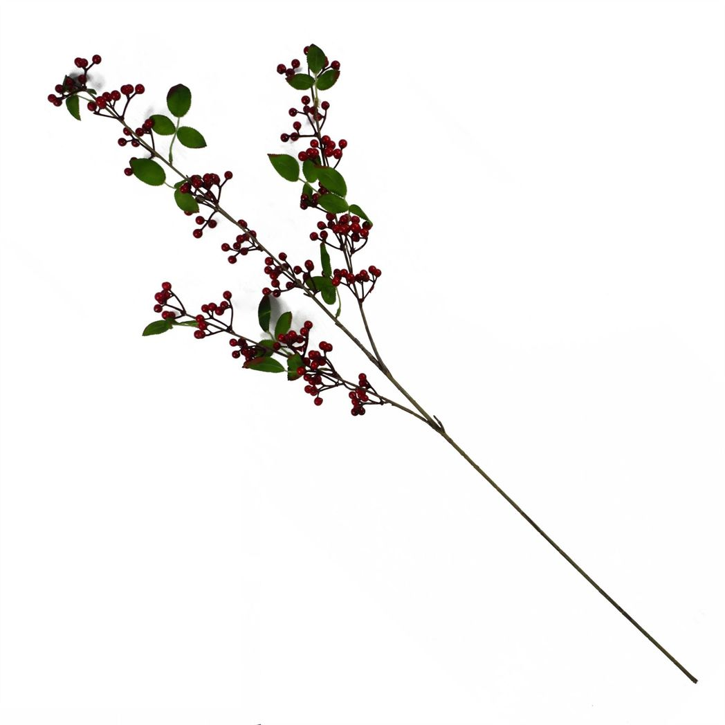6 x 80cm Medium Artificial Red Christmas Berry Sprays – Realistic Faux Berry Stems
