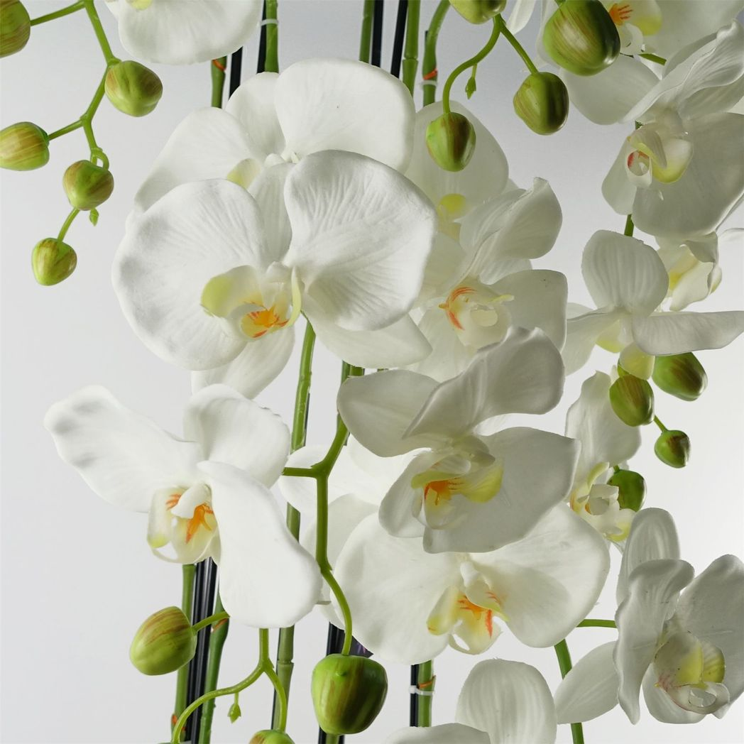 110cm Large White Artificial Orchid Plant – 41 Real Touch Blooms for Elegant Interiors
