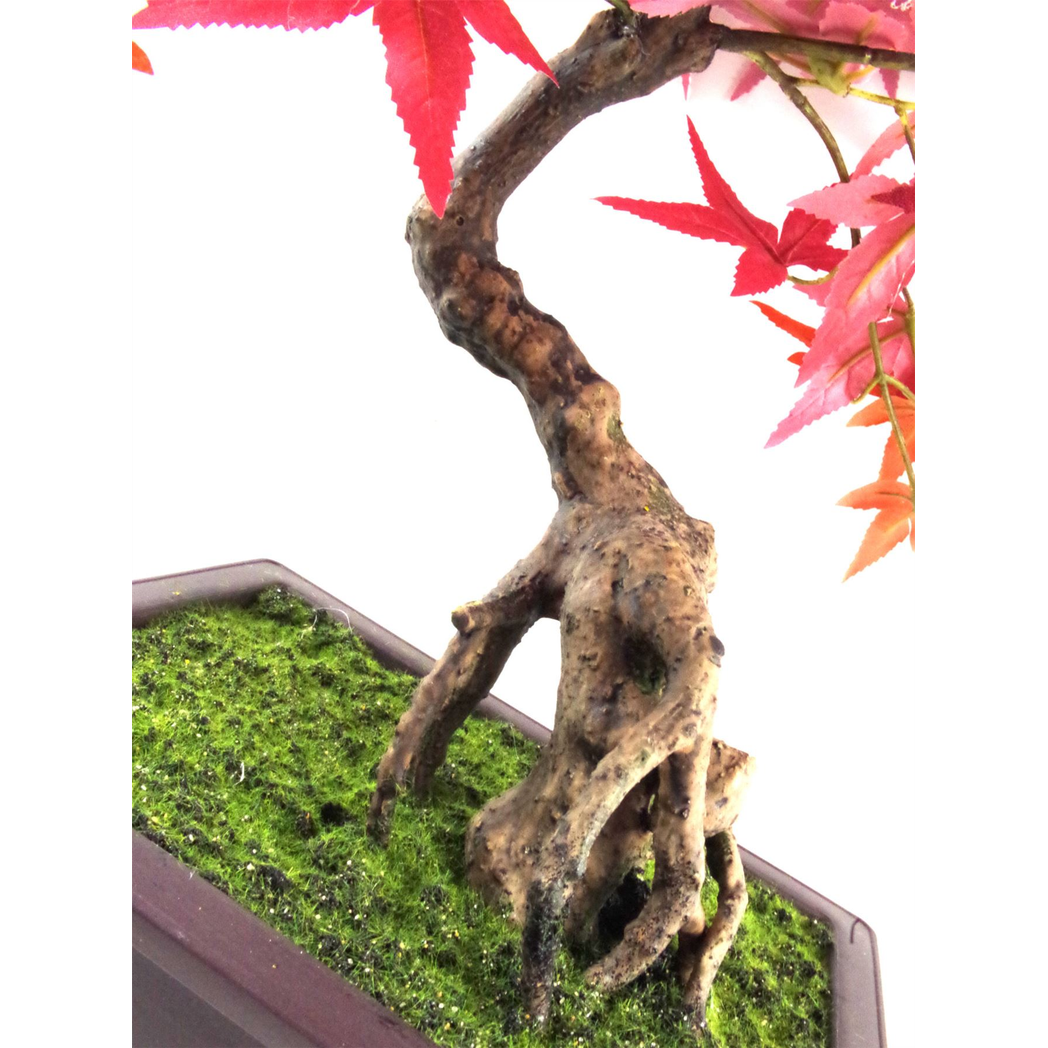 50cm Small Red Maple Artificial Bonsai Tree – Realistic Faux Bonsai with Decorative Planter