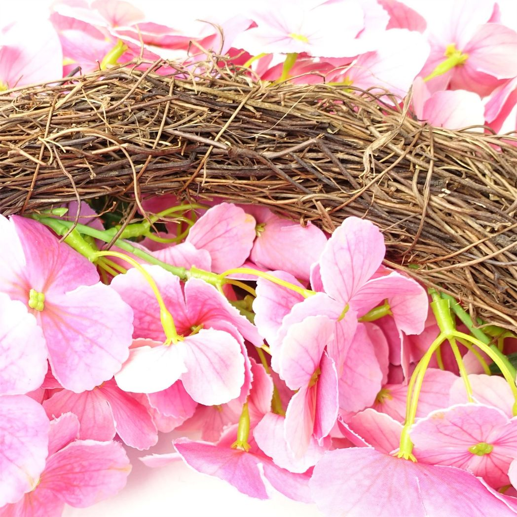 40cm Small Artificial Pink Floral Blossom Wreath – Elegant Faux Flower Door & Wall Décor