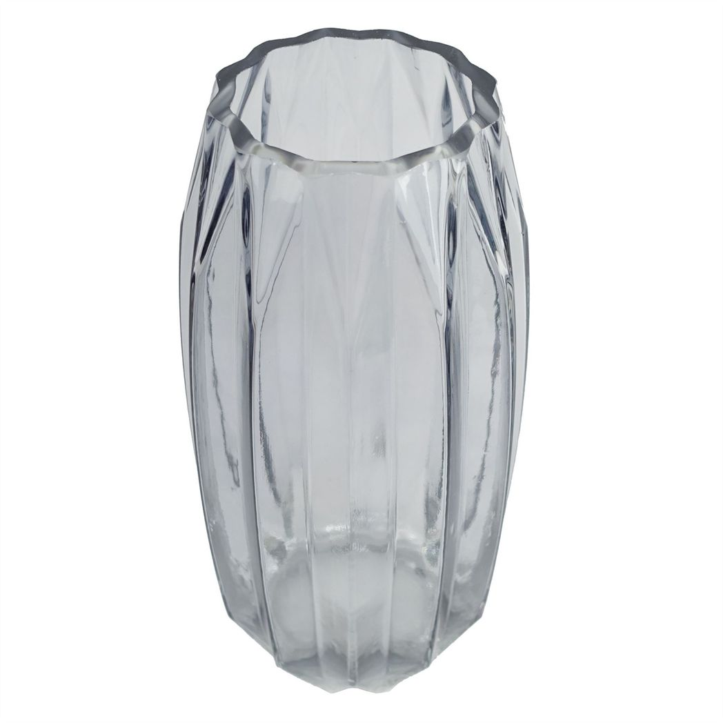 30cm Large Clear Contemporary Glass Vase – Modern Geometric Style Bud Vase