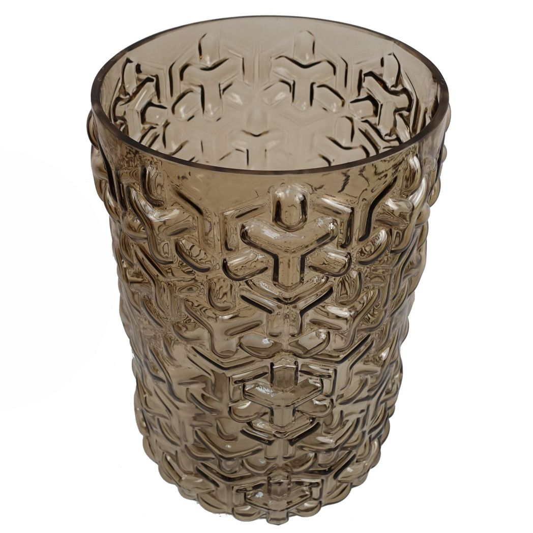29cm Medium Embossed Chestnut Brown Vase – Textured Brown Glass Vase for Home Décor