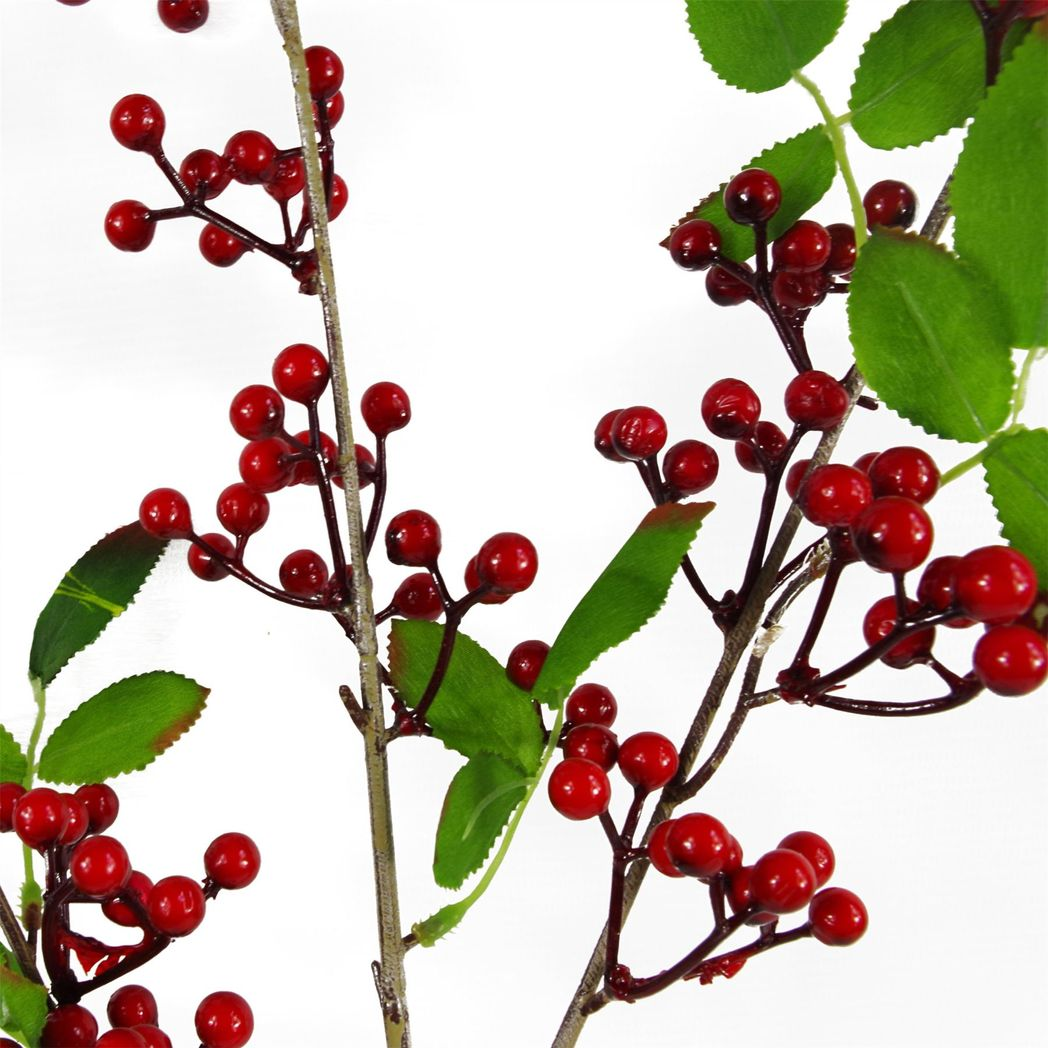 6 x 80cm Medium Artificial Red Christmas Berry Sprays – Realistic Faux Berry Stems