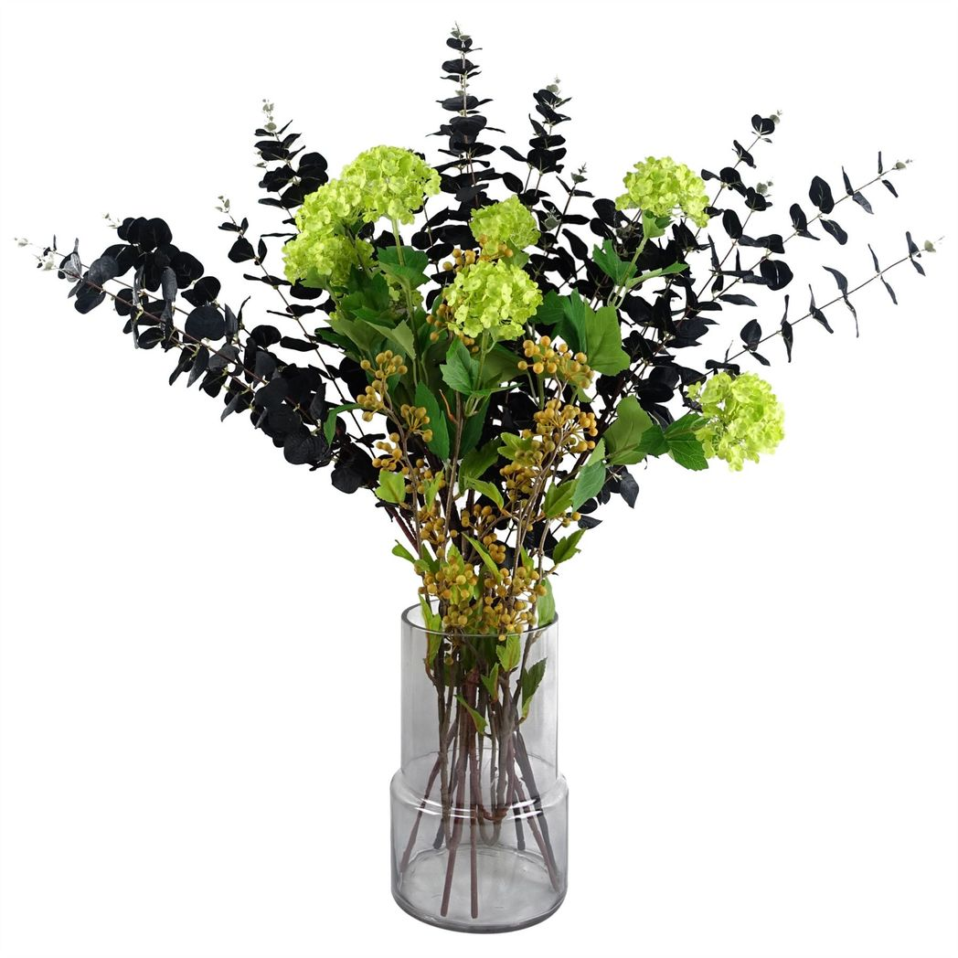 26cm Medium Grey Smoke Glass Vase – Stylish Round Bud Vase for Flowers