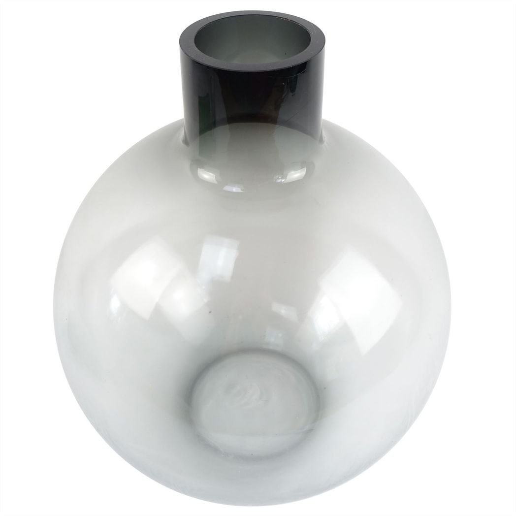 40cm Large Grey Smoke Bottle Glass Round Vase – Thick Decorative Glass Vase