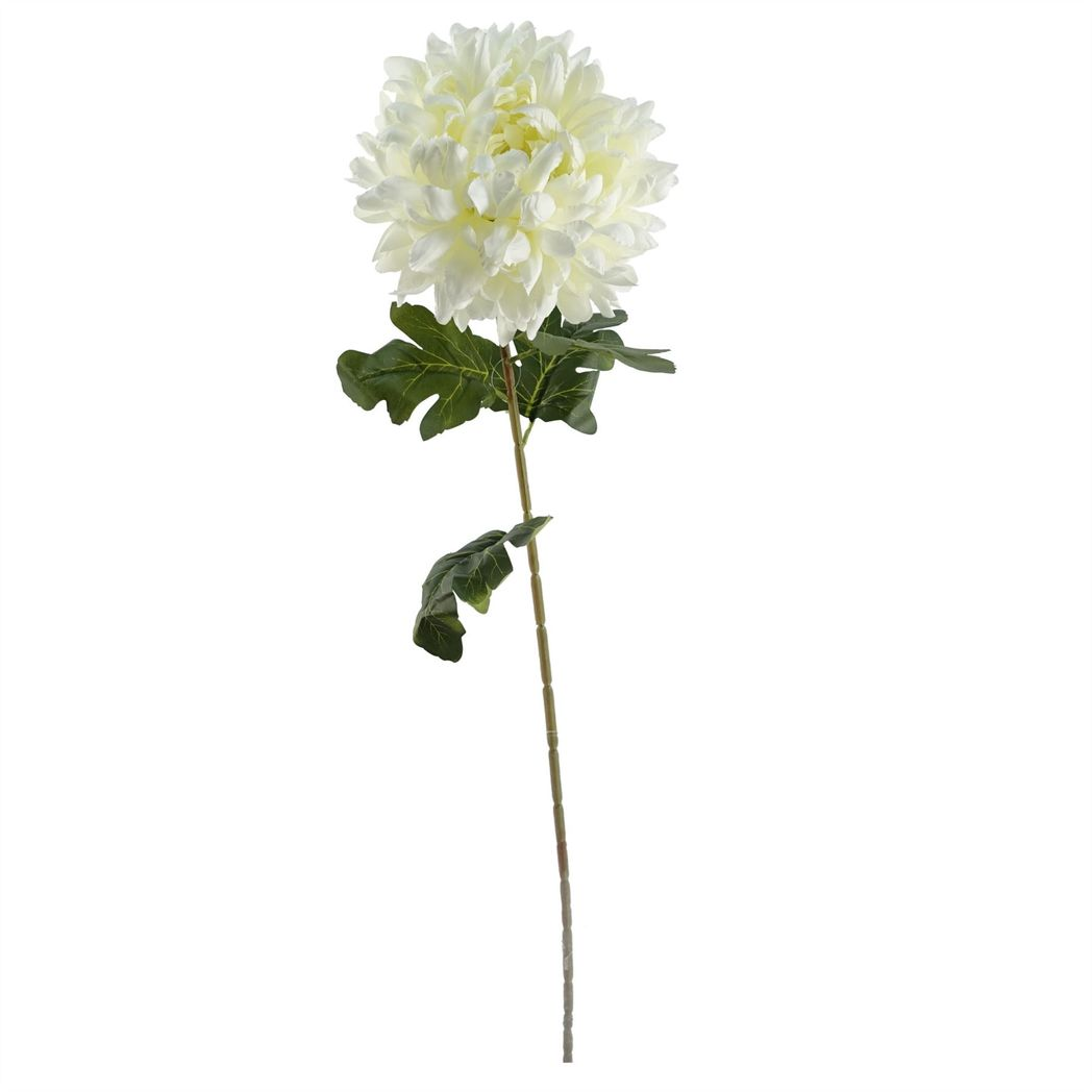 6 x 75cm Medium Artificial White Chrysanthemum Stems – Realistic Reflex Flower Set