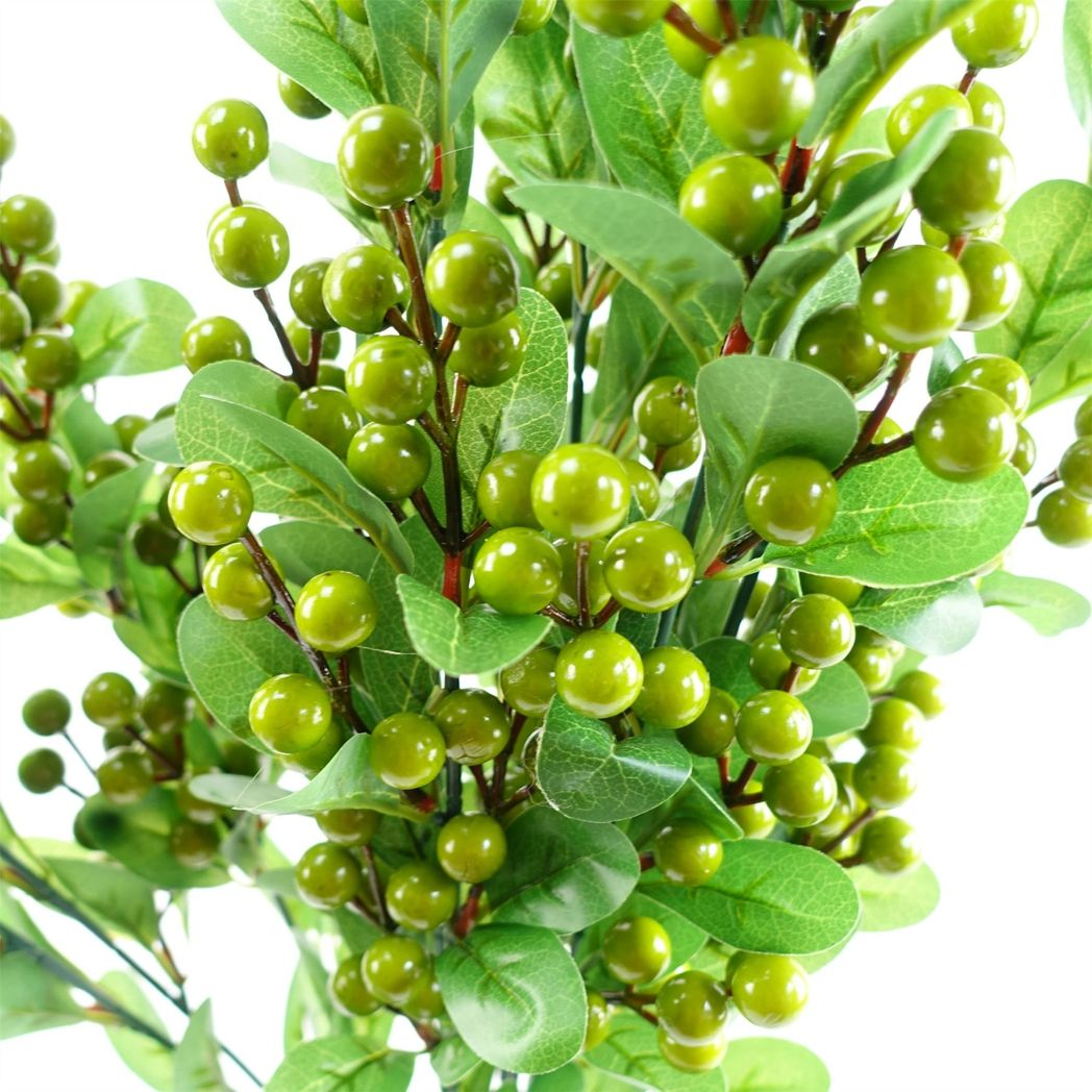 70cm Medium Artificial Green Berry Spray – Faux Berry Stem