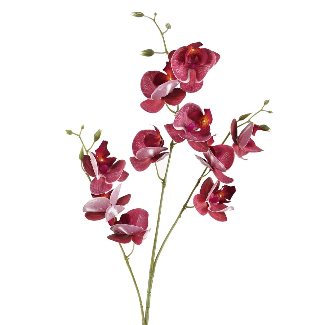 6 x 80cm Medium Artificial Dark Pink Mini Orchid Flowers – Faux Orchid Stems