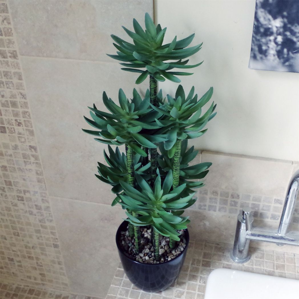 60cm Medium Artificial Tropical Yucca Palm – Realistic Indoor Plant in Decorative Planter