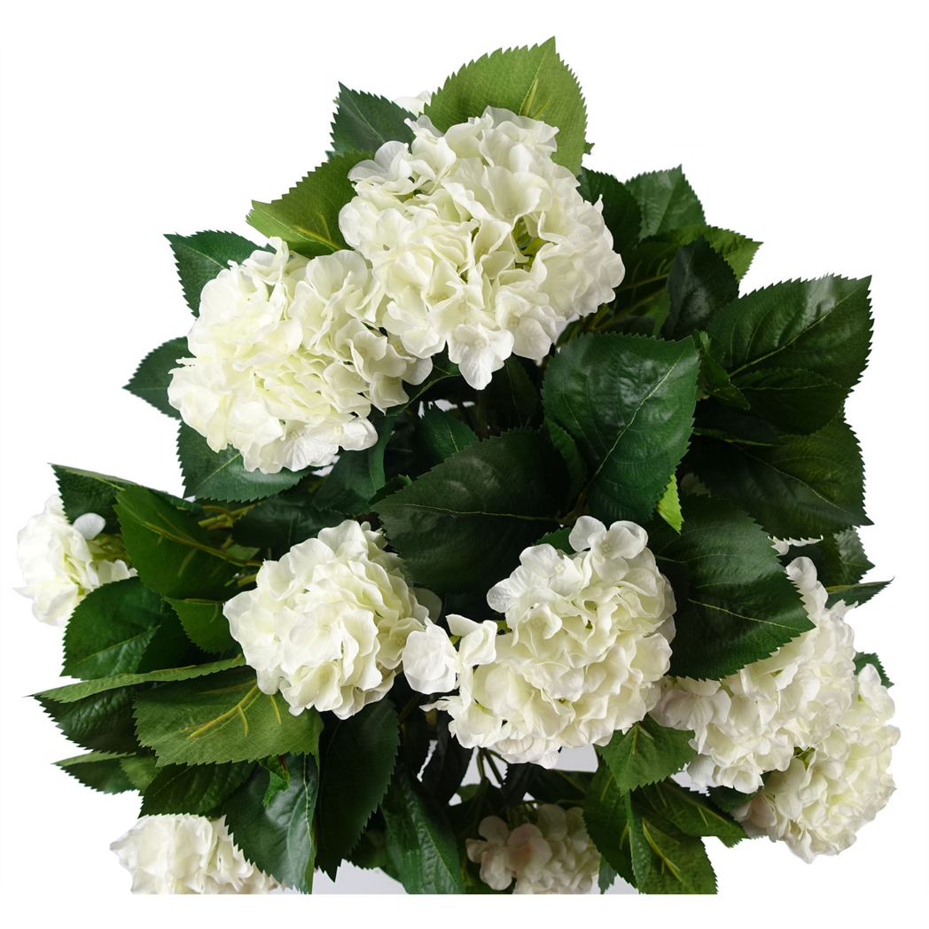 75cm Medium Premium Artificial White Hydrangea Bush – Lifelike Faux Hydrangea Plant