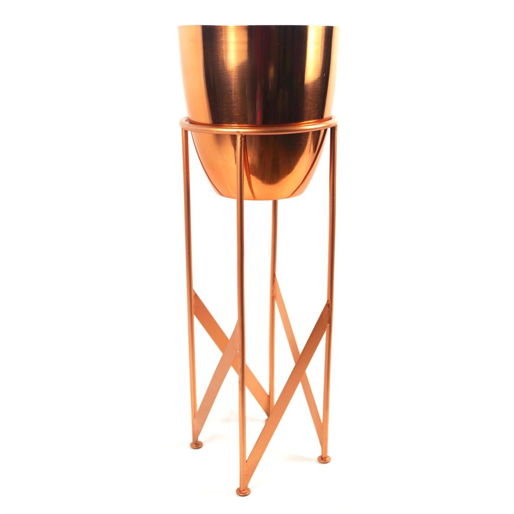 60cm Medium Artificial Agave Yucca Plant with Copper Planter – Realistic Faux Desert Plant in Metal Stand