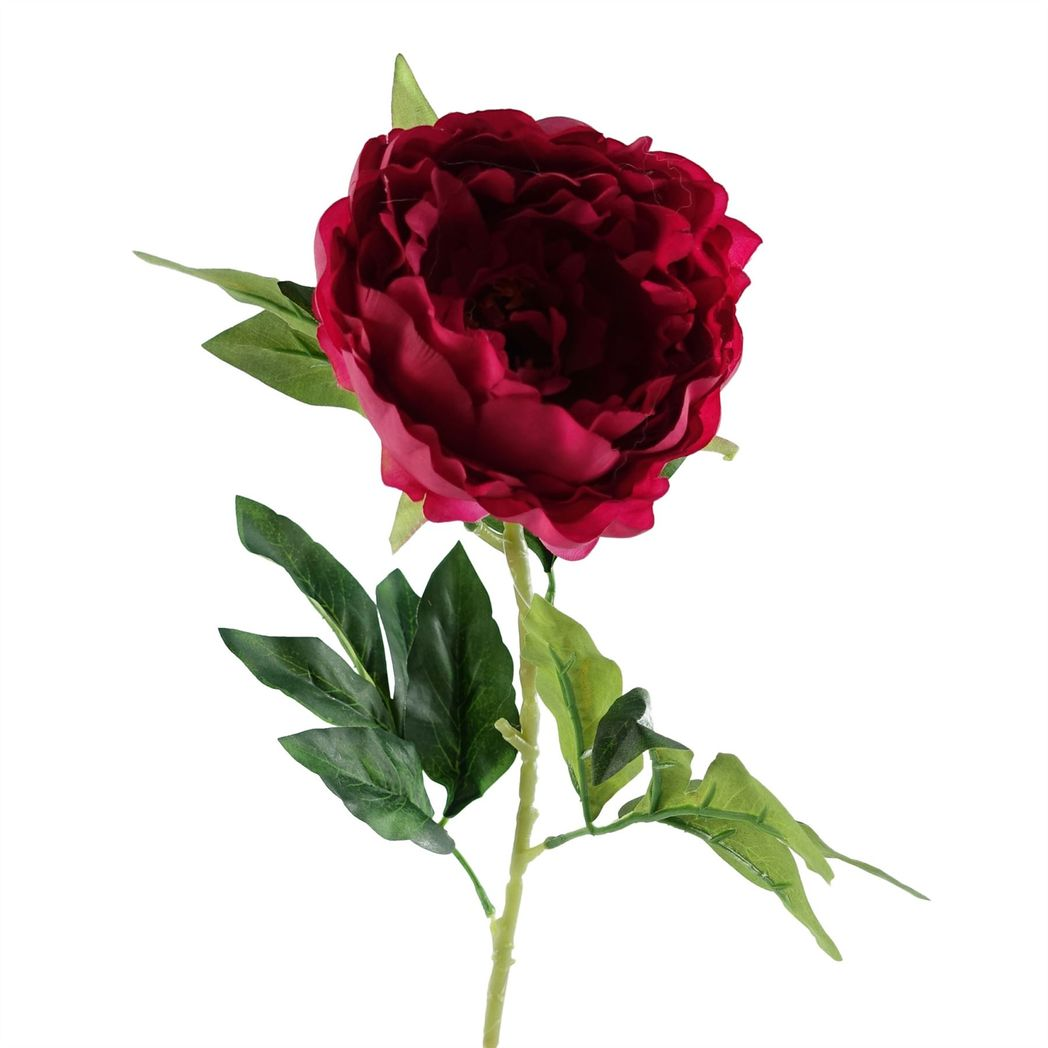 6 x 80cm Medium Artificial Dark Pink Peony Stems – Realistic Faux Peony Flower Set