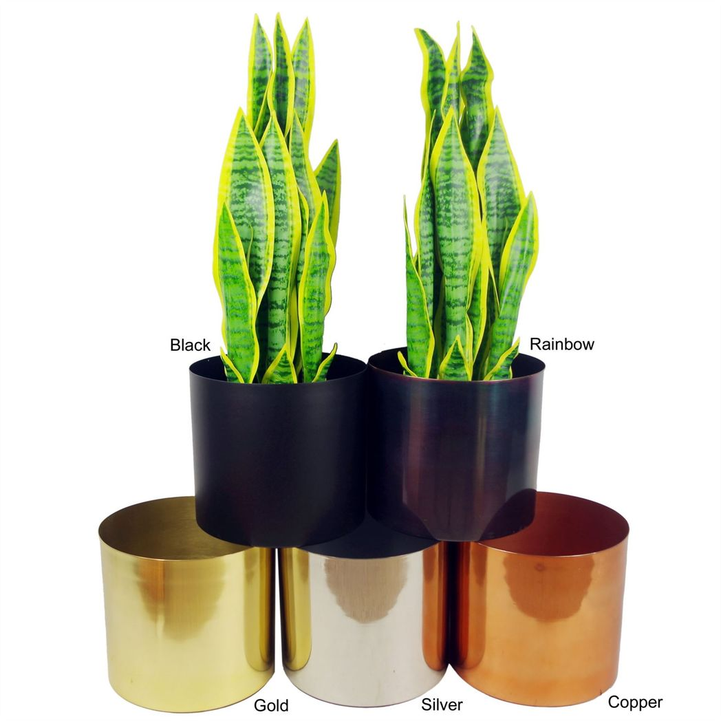 62cm x 18cm Medium Gold Metal Plant Stand with Black Planter – Premium Indoor Display