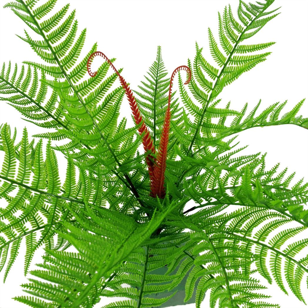 60cm Medium Artificial Bushy Dixie Wood Fern Plant – Dark Green Faux Fern Stem
