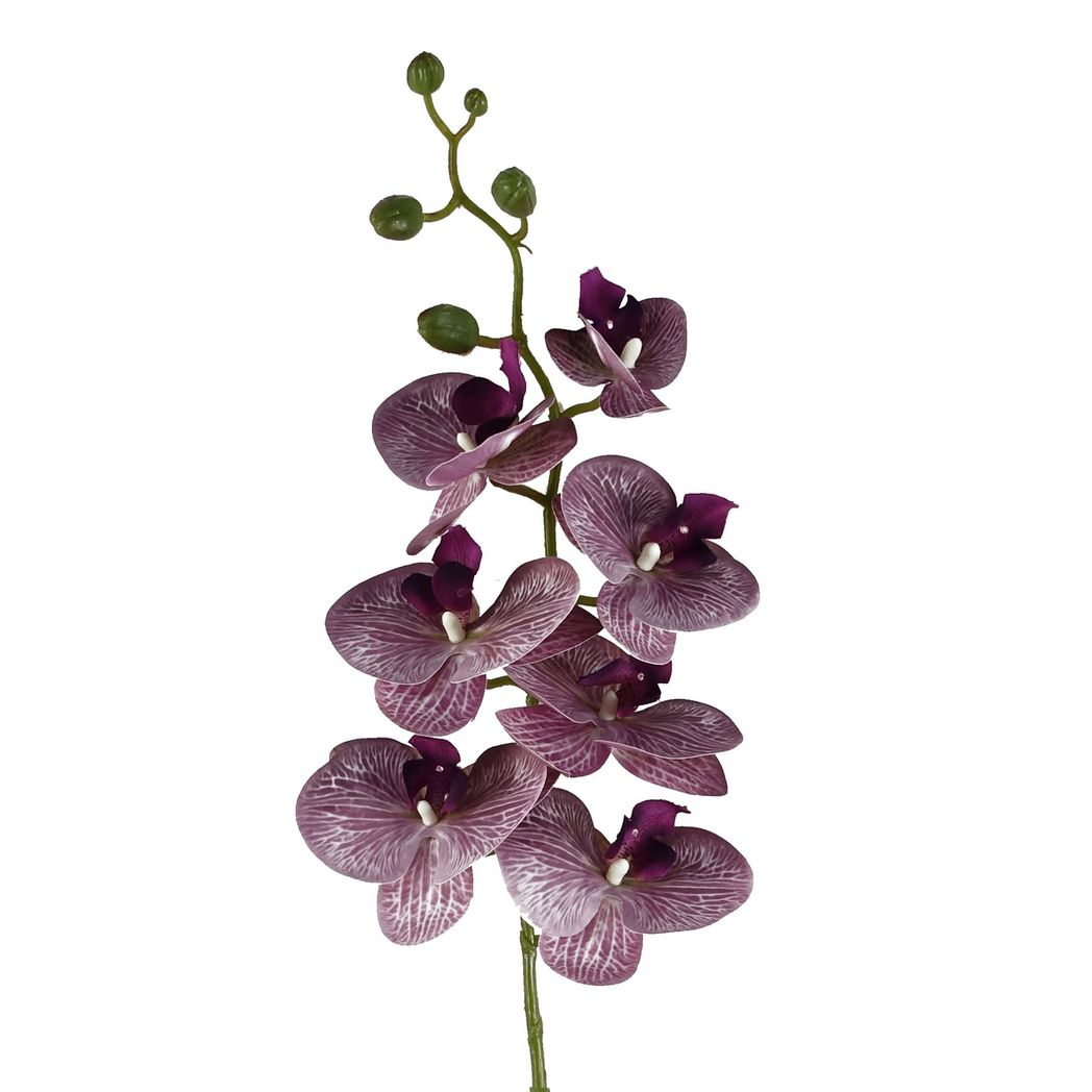 6 x 100cm Large Artificial Purple Phalaenopsis Orchid Flowers – Faux Orchid Stems