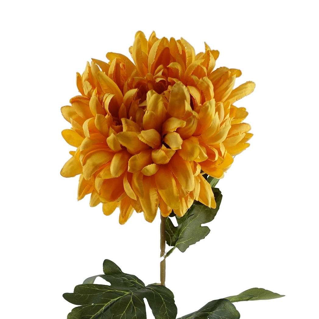 6 x 75cm Medium Artificial Gold Chrysanthemum Stems – Realistic Reflex Flower Set