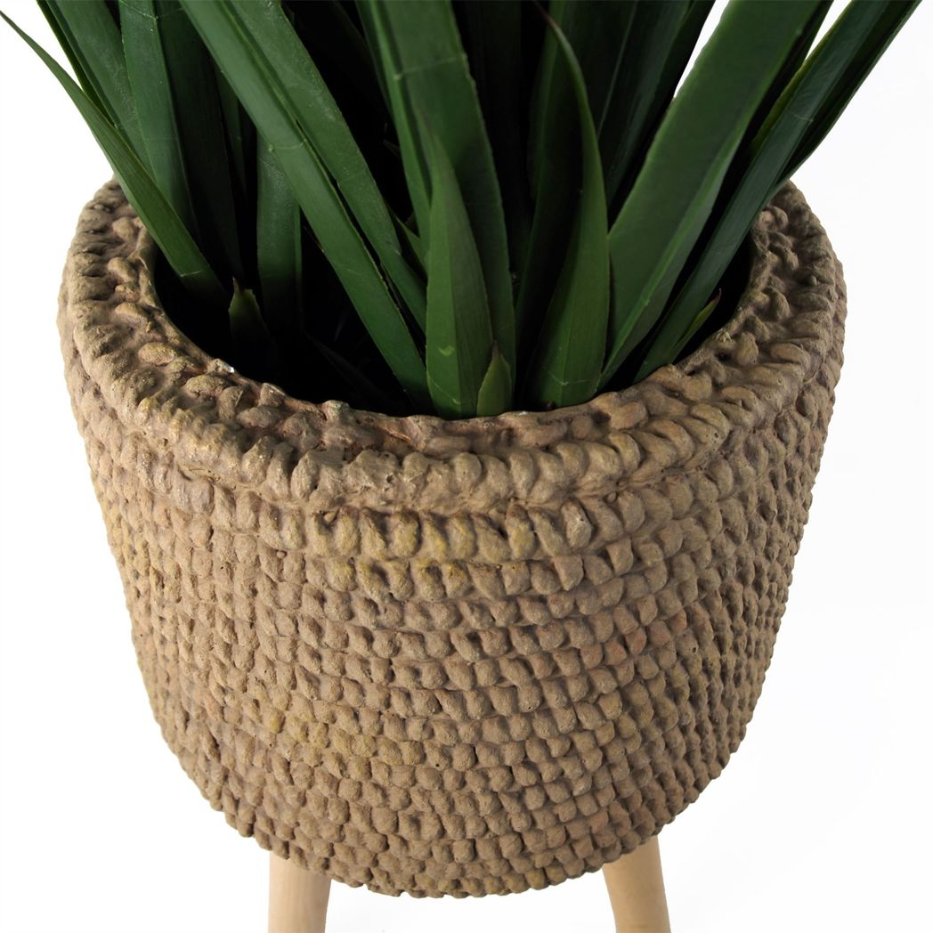 53cm x 32cm Large Seagrass Style Composite Planter – Woven Effect Planter with Wooden Legs
