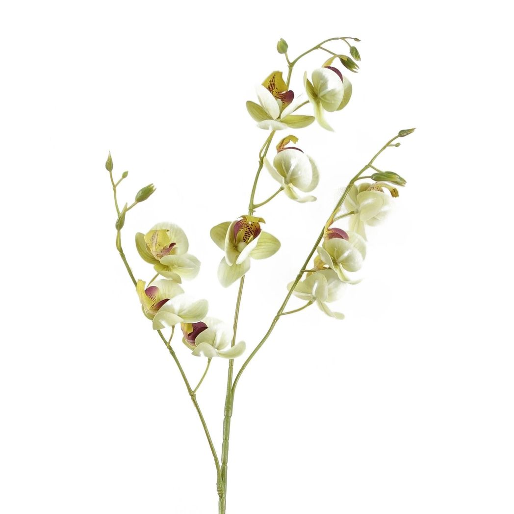 6 x 80cm Artificial Cream Mini Orchid Flowers – Faux Orchid Stems