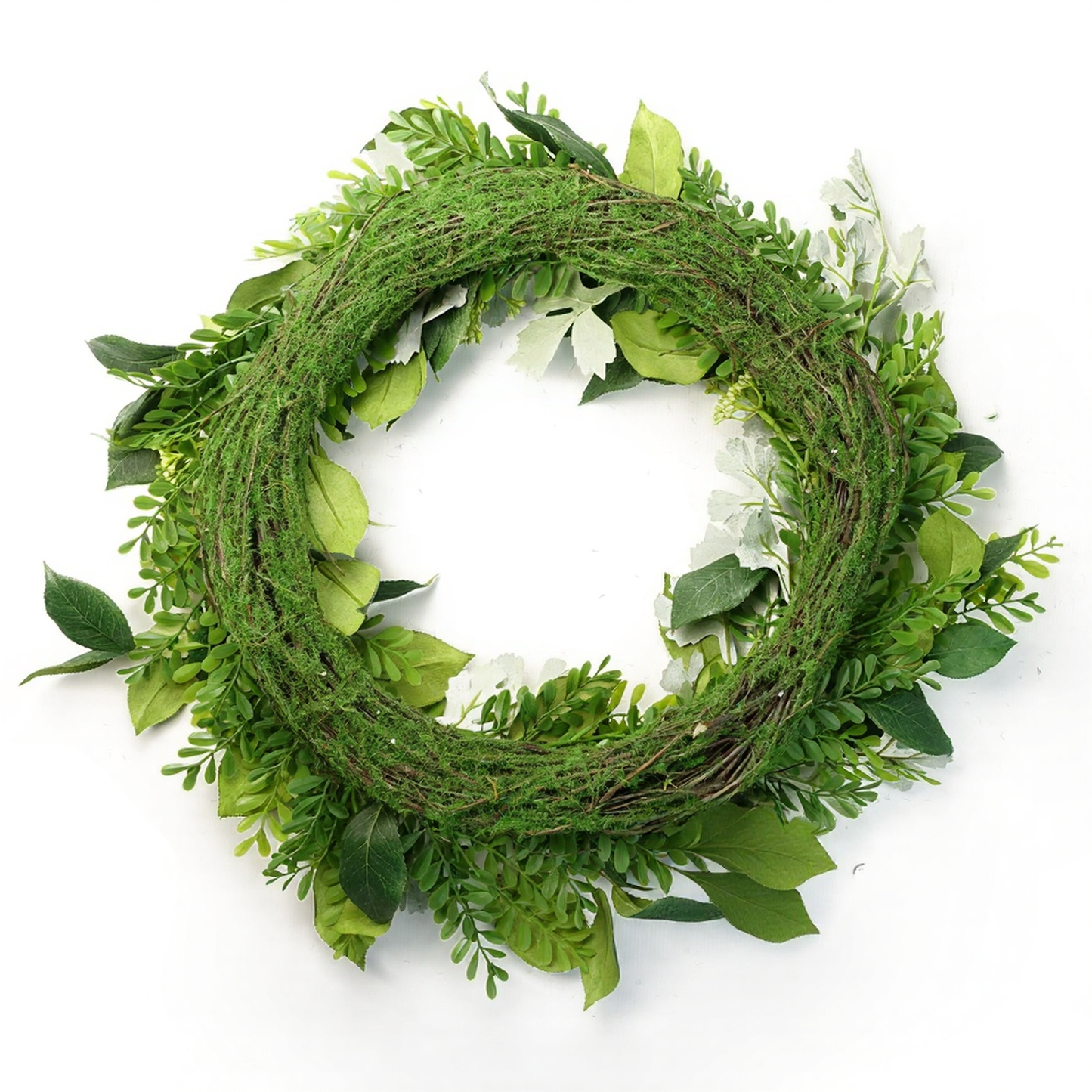 50cm Medium Artificial Fern Leaf Wreath – Lifelike Faux Green Foliage Door & Wall Decoration