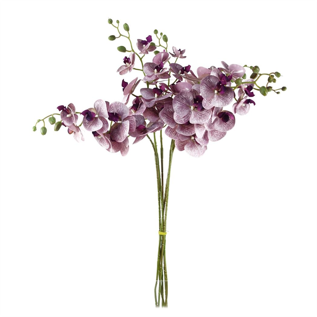 6 x 100cm Large Artificial Purple Phalaenopsis Orchid Flowers – Faux Orchid Stems