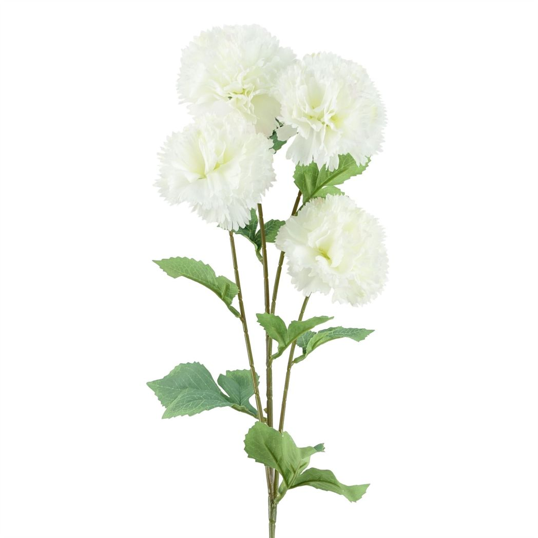 6 x 70cm Medium White Artificial Carnation Stems – Silk Flower Set