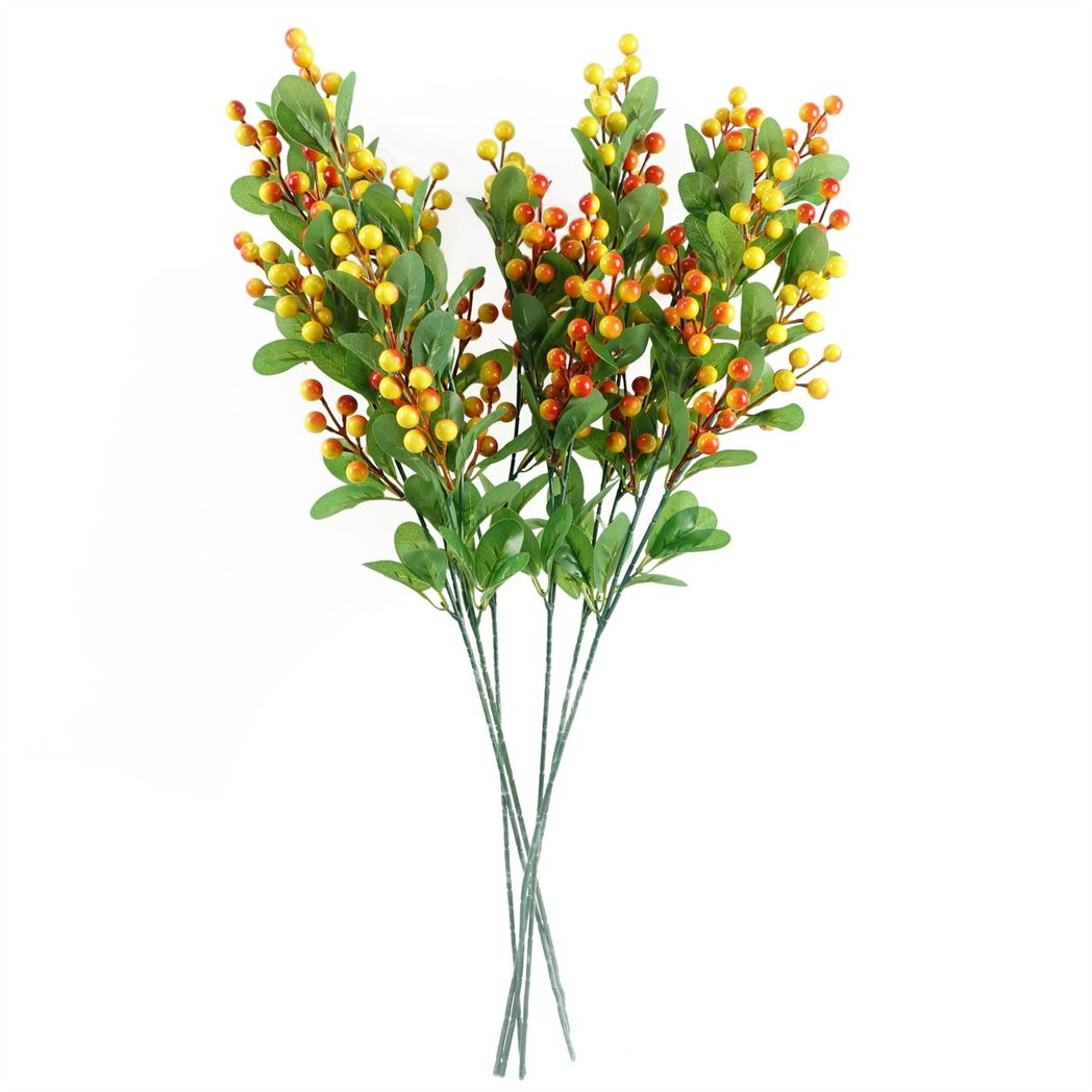 70cm Medium Artificial Orange Berry Spray – Faux Berry Stem