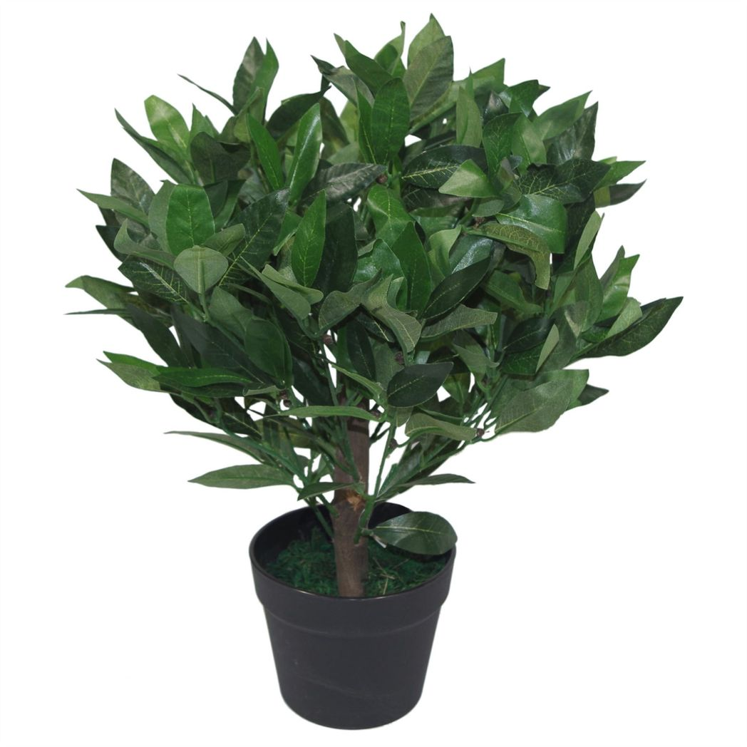 Pair of 50cm Dwarf Artificial Bay Trees – Realistic Laurel Topiary Bushes for Home & Garden
