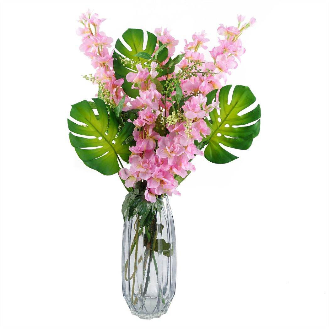6 x 75cm Medium Light Pink Artificial Delphinium Stems – Silk Flower Set