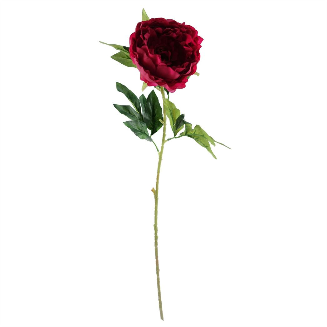 6 x 80cm Medium Artificial Dark Pink Peony Stems – Realistic Faux Peony Flower Set
